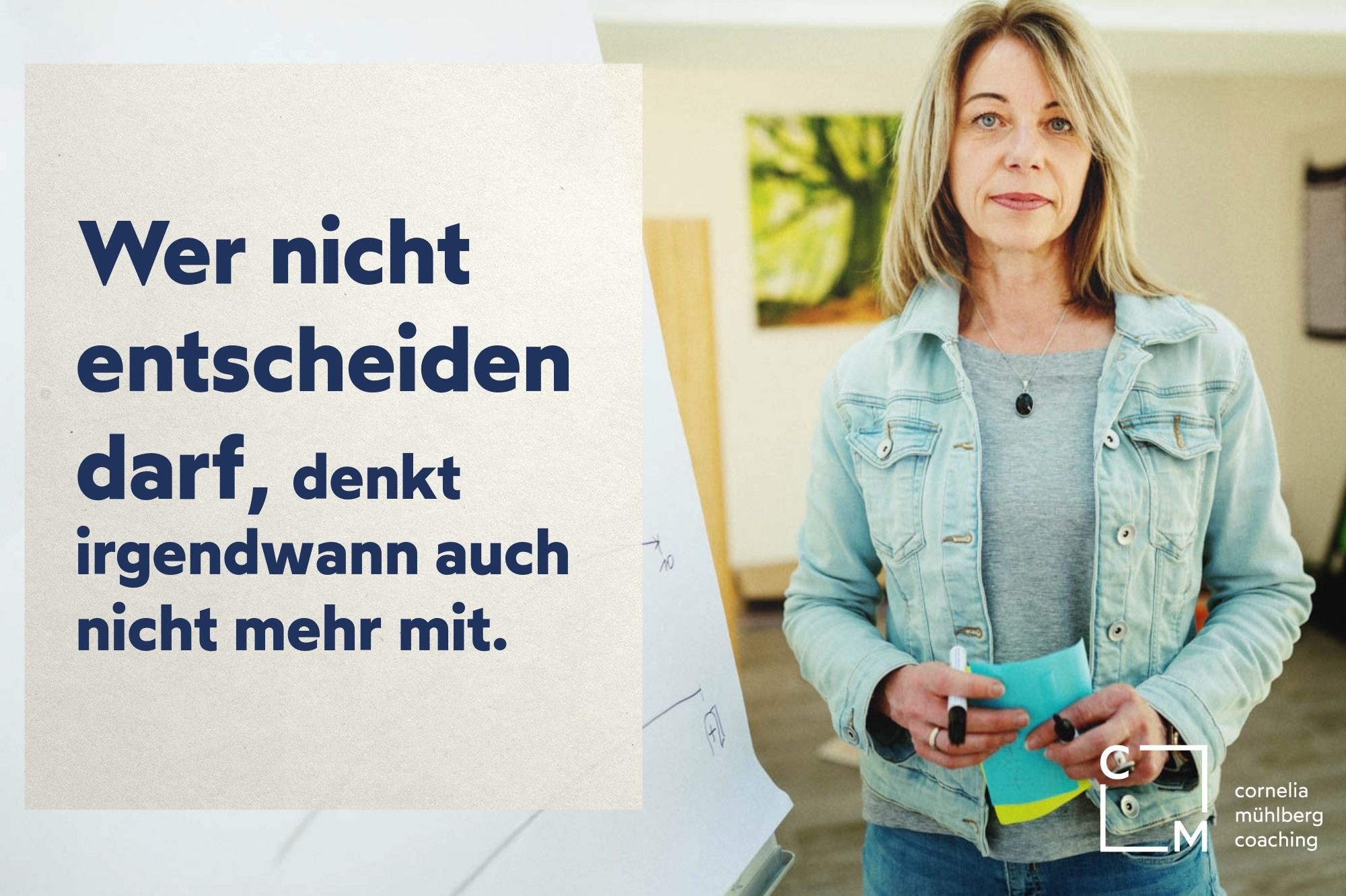 Eine Person schaut ernst in die Kamera daneben steht "Wer nicht entscheiden darf, denkt irgenwann nicht mit"