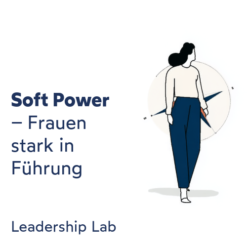 Eine Zeichnung einer selbstbewussten Frau mit dem Kompas im Hintergrund.